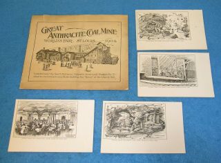 Rare 1904 St Louis World’s Fair Anthracite Coal Mine Exhibit Book & 4 Postcards