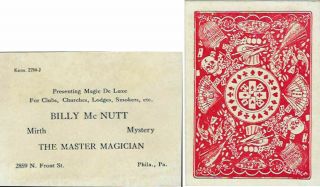 Billy Mcnutt Throw Out Card - Mirth Mystery The Master Magician - Ca.  1930s - Pp
