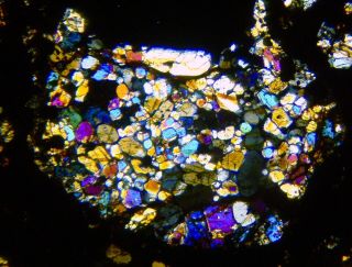 Meteorite Nwa 4022 - L3 Chondrite Thin Section Microscope Slide