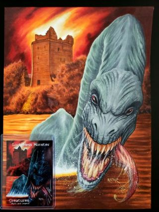 Loch Ness Monster - Creatures Of Myth & Legend Base Card Art By Frank A.  Kadar