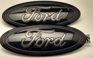 2017 - 2018 Ford F - 250 Black & Magnetic Gray Logo,  Oval Emblem Set,  Front & Rear