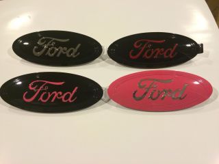 2015 - 2016 - 2017 FORD F - 150 Black & RACE RED LOGO,  Emblem SET,  FRONT & REAR, 3
