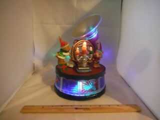 Rare Enesco Style Multi - Action & Lights French Horn Christmas Carols Music Box