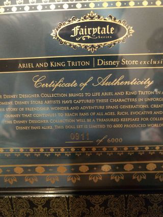 Disney Store Limited Edition The Little Mermaid Ariel King Triton Designer Dolls 3