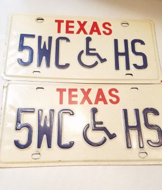 One (1) Set Of (2) Texas Handicap License Plates