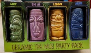 Accoutrements Tiki Mug Party Set Pack of 4 Ceramic Hawaiian Polynesian Luau Cup 2