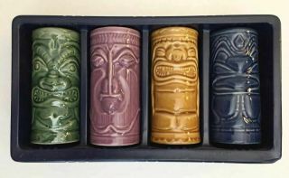 Accoutrements Tiki Mug Party Set Pack of 4 Ceramic Hawaiian Polynesian Luau Cup 4
