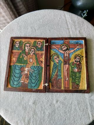 Ethiopian Coptic Orthodox Religious Hand - Painted - Hand Crafted Wood Icon.