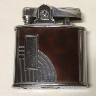 Vintage Ronson Standard Pocket Lighter Brown Enamel & Chrome Art Deco Design