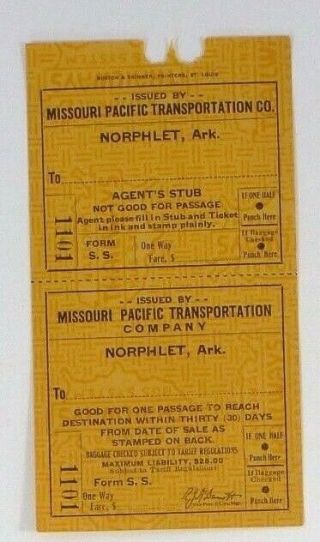 Vtg Railroad Passes Ticket Missouri Pacific Transportation Co Norphlet Arkansas