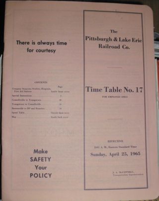 1 Pittsburgh & Lake Erie Employee Timetable - 17 - April 25,  1965