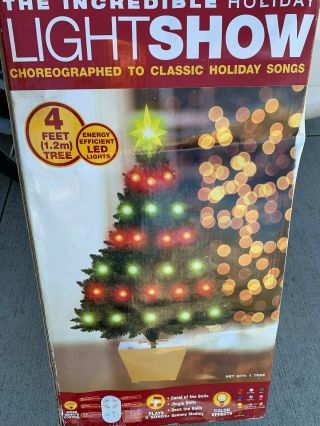 Gemmy Christmas Tree Music Lights The Incredible Holiday Light Show 4ft Rare