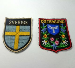 Set Of 2 Swedish Sweden Sverige Ostersund Flag Tourist Souvenir Patches