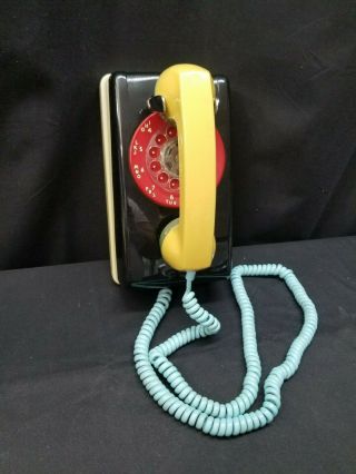 Vintage Stromberg Carlson Multi - Color Rotary Dial Wall Telephone