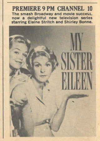1959 Tv Ad My Sister Eileen Premiere Elaine Stritch & Shirley Bonne