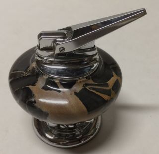Vintage Heavy Multi Marbled & Chrome Ronson Table Lighter W/long Striker
