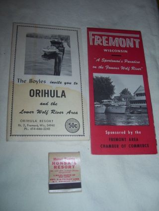 Vintage Fremont Wi Orihula Resort Brochure / Map Honsa 