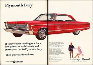 1966 Plymouth Sport Fury 2 - Page Vintage Advertisement Print Art Car Ad J501