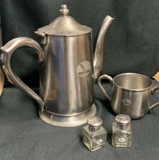 Vintage Eastern Airlines Coffee Pot Creamer/sugar Salt & Pepper Shakers