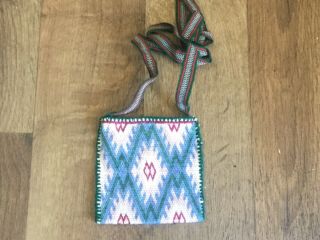 Huichol Handwoven Embroidered Folk Bag Peyote Small Implements.  4” X 4” (5)