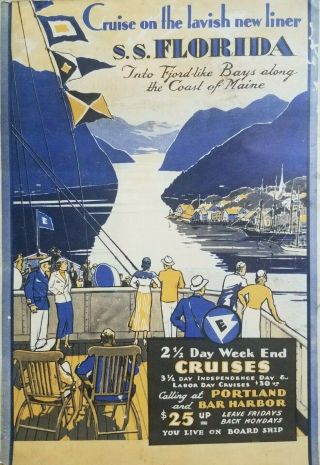 1920s Portland Bar Harbor Maine Ss Florida Steamer Brochure Photos Blueprint