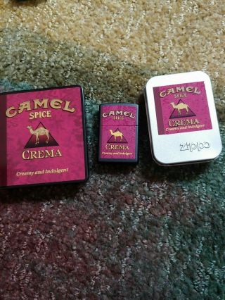 Camel Zippo Crema Lighter With Tins