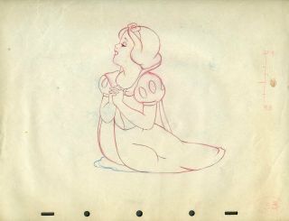 Snow White Singing In The Forest Walt Disney Feature Production Cel Drawing 1937