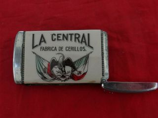 Antique Mexico " La Central " Match Factory Advertising Celluloid Match Safe
