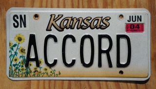 2004 Kansas Sunflower Honda Vanity License Plate - Accord