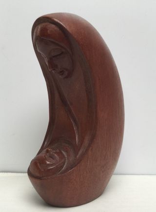 JOSE PINAL MEXICO WOODEN SCULPTURE FIGURE MADONNA VIRGIN MARY BABY JESUS signed 3