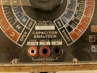Vintage Solar Mfg.  Corp.  CAPACITOR ANALYZER Type CC - 1 - 60,  110 Volts,  60 Cycles 5