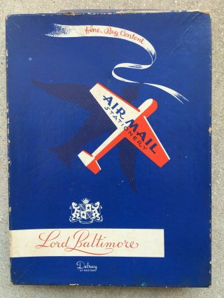 Vintage Boxed Air Mail Stationery Lord Baltimore Red White Blue Usa Made