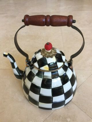 Mackenzie - Childs Courtly Check Large 12 " Tall Metal Tea Kettle