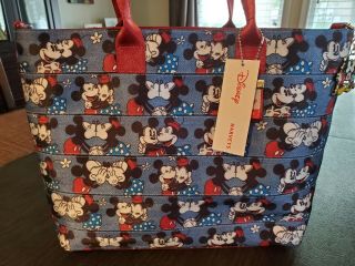 Nwt Disney Harveys Mickey Loves Minnie Medium Streamline Tote Seatbelt Bag
