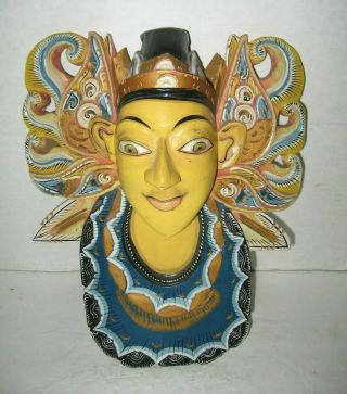 Balinese Hand Carved Painted " Dewi Sri Mask Cili Rice Goddess " Bali Folk Art