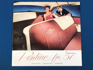 Vtg 1957 Pontiac Car Dealer Sales Brochure Poster Star Chief Chieftan