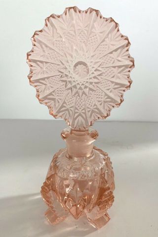 Vintage Art Deco Pink Depression Glass Perfume Bottle