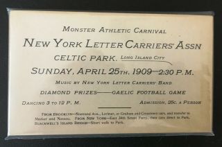 22 York Letter Carriers Assn.  Monster Athletic Carnival Cards April 25,  1909