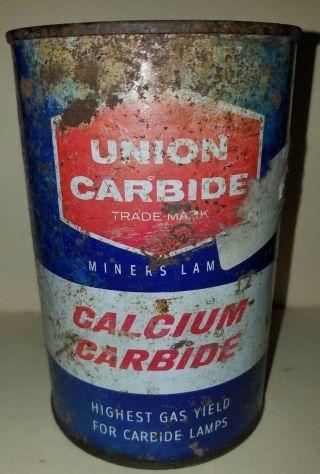 Vintage Union Carbide Calcium Carbide Can Miners Lamp Full