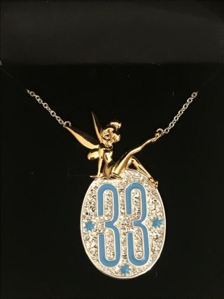Disneyland Club 33 Tinker Bell Gold Rhinestone Necklace Exclusive Rare Nib