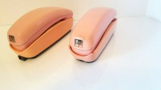 Two (2) Vintage Western Electric Trimline Pink Phones (rotary & Push Button)