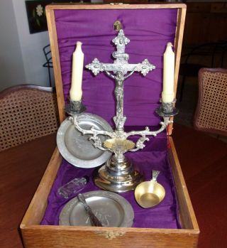 Antique Catholic Holy Communion Sick Call Kit Complete 1897 Homan’s