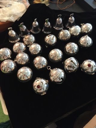 15 Wallace Silver Plate Ball Bell Christmas Ornaments,  6 Reed & Barton Bells,