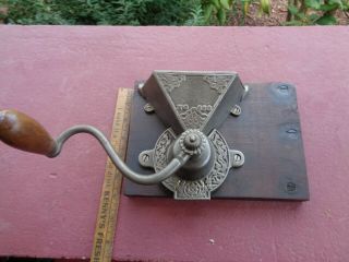 Ornate No 053 Antique Cast Iron Coffee Grinder Side Mill Wall Coffee Grinder