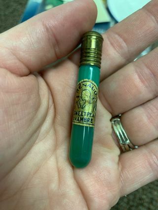 Renaud Sweet Pea Em Ambre Paris 1920s Perfume Green Glass Bottle