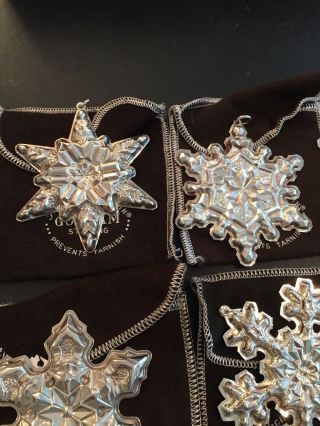 19 GORHAM STERLING SILVER Snowflake Christmas Ornaments Various Dates 1970 - 1988 2