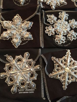 19 GORHAM STERLING SILVER Snowflake Christmas Ornaments Various Dates 1970 - 1988 3