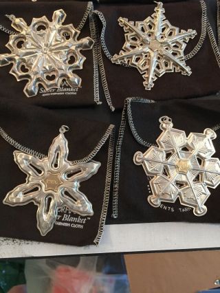 19 GORHAM STERLING SILVER Snowflake Christmas Ornaments Various Dates 1970 - 1988 4