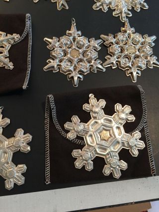19 GORHAM STERLING SILVER Snowflake Christmas Ornaments Various Dates 1970 - 1988 5