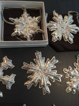 19 GORHAM STERLING SILVER Snowflake Christmas Ornaments Various Dates 1970 - 1988 6